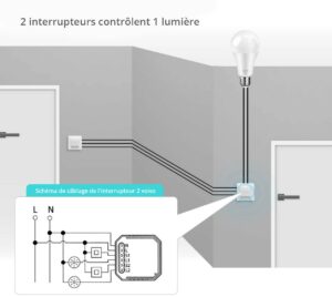 Module de commutation WiFi pour interrupteur 2 canaux Tuya Smart